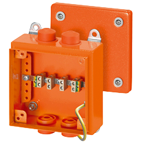 HENSEL MAKE 150x150x80 FUNCTIONAL INTEGRITY COLOUR ORANGE-SHEET STEEL DK THERMOPLASTIC IP 66 JUNCTION BOX WITH TERMINAL-FK 9025